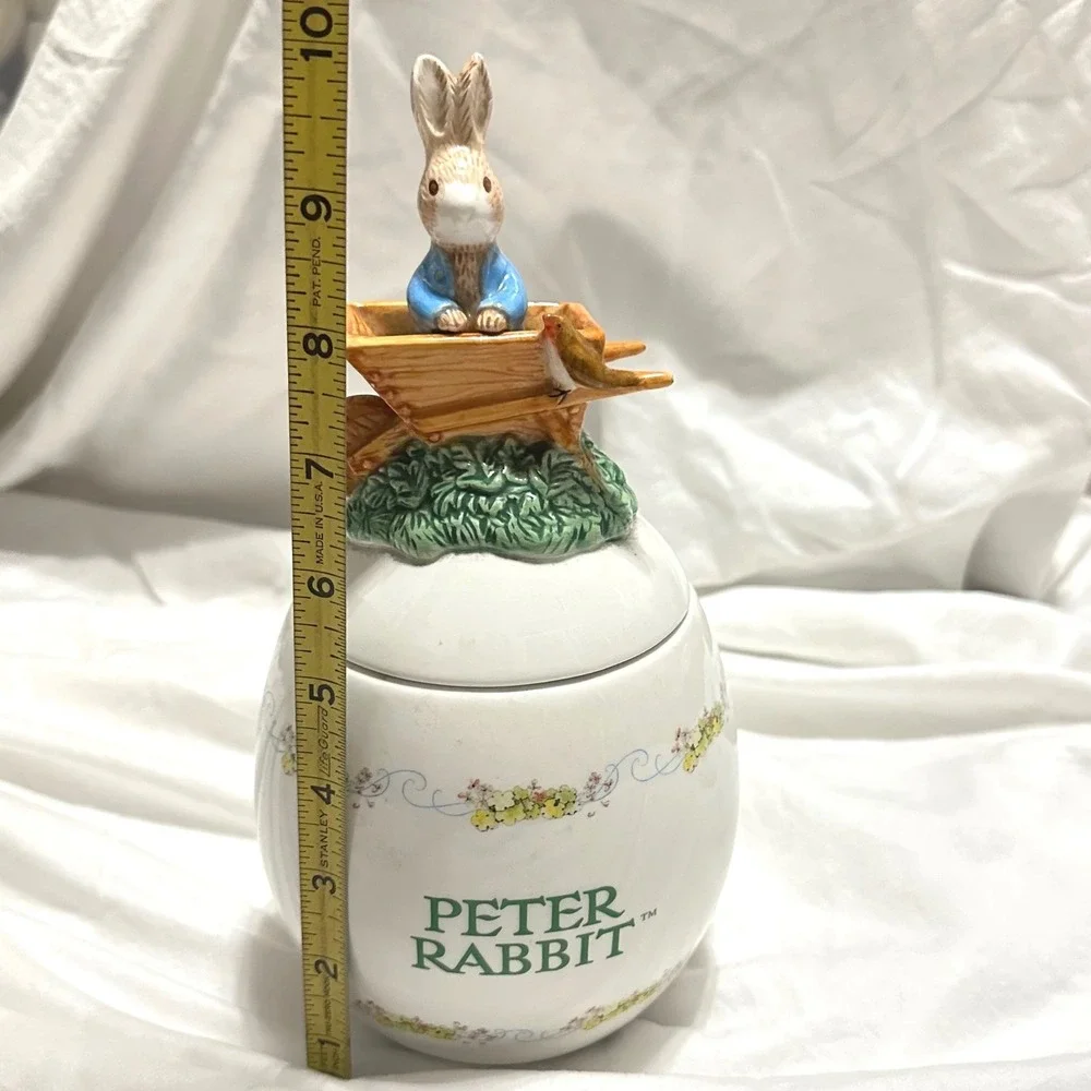 Peter Rabbit Cookie Jar White Excellent Ceramic Egg Wheelbarrow Jar Easter
